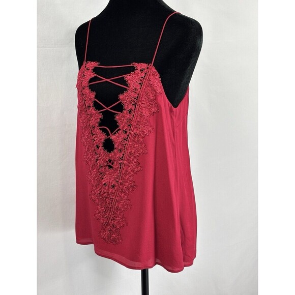 Cami NYC Charley Top Red Medium Lace Up Back Spaghetti Straps Tank Camisole - Picture 12 of 12